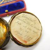 Victorian Gilt Metal, Enamel & Hair Locket Trinket Box 'Countess De La Warr's' Antique 1870