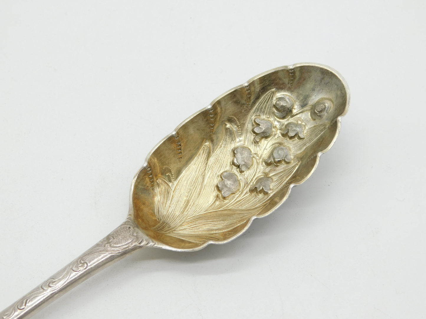 George III Irish Sterling Silver Berry Pattern Dessert Spoon 1761 Dublin Antique