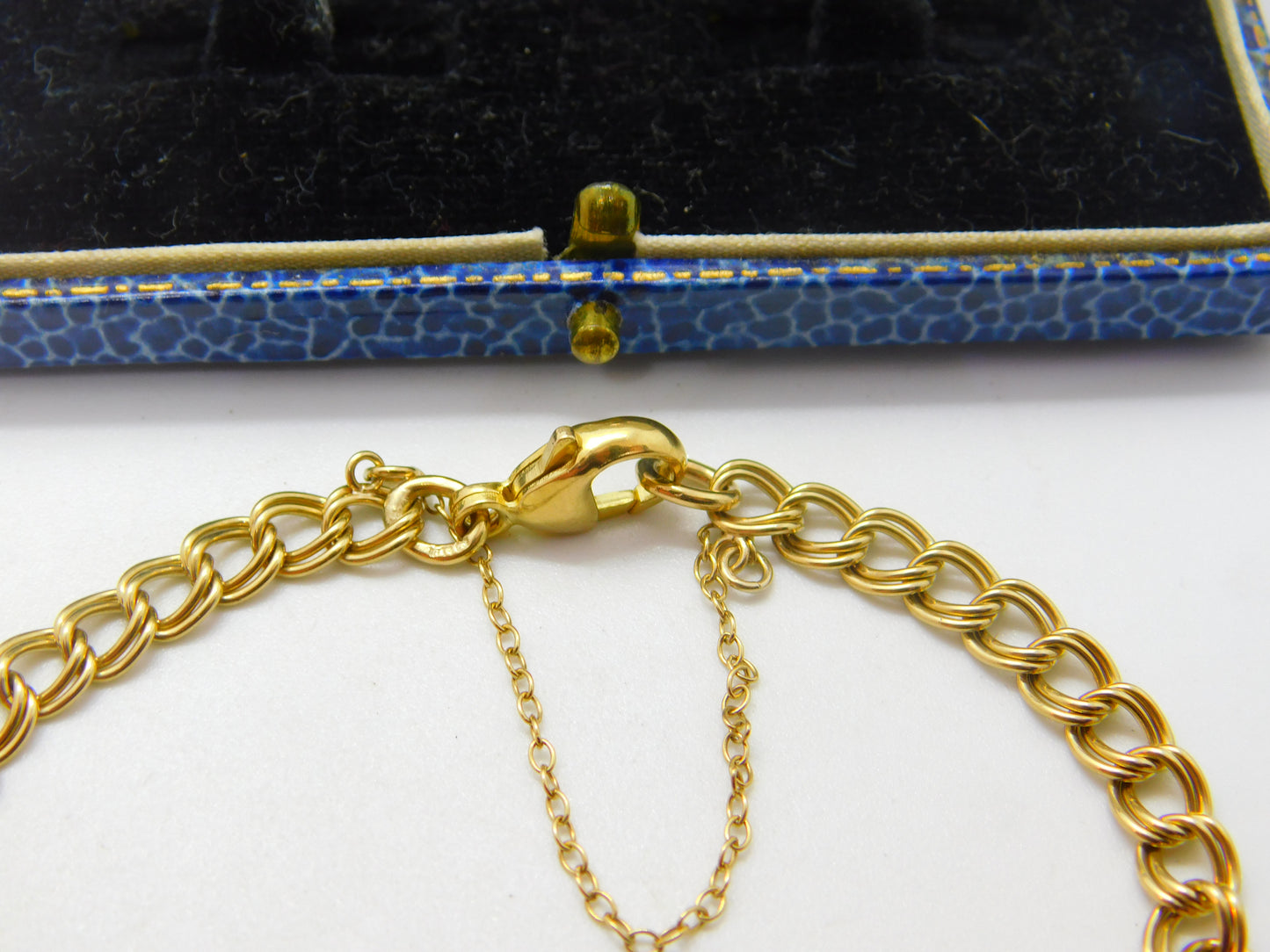 9ct Yellow Gold Double Curb Link Charm Bracelet Vintage 1989 Birmingham