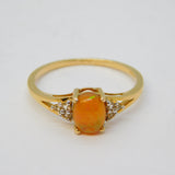 10ct Yellow Gold, Ethiopian Opal & Topaz Dress Ring Vintage Birmingham