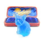 Oversized Czech Light Blue Glass Cracker Dog Charm or Keepsake Antique c1920