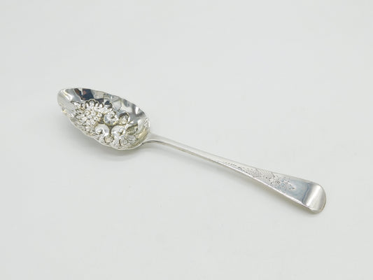 George IV Sterling Silver Berry Pattern Dessert Serving Spoon Antique 1821 London