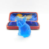 Oversized Czech Light Blue Glass Cracker Dog Charm or Keepsake Antique c1920