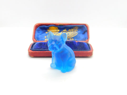 Oversized Czech Light Blue Glass Cracker Dog Charm or Keepsake Antique c1920