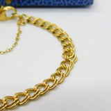 9ct Yellow Gold Double Curb Link Charm Bracelet Vintage 1989 Birmingham