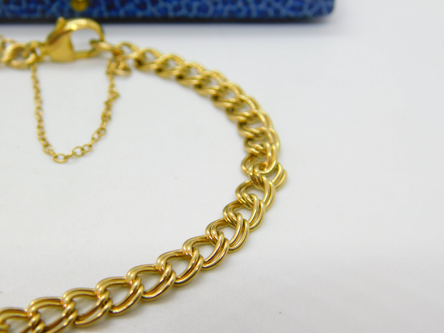 9ct Yellow Gold Double Curb Link Charm Bracelet Vintage 1989 Birmingham