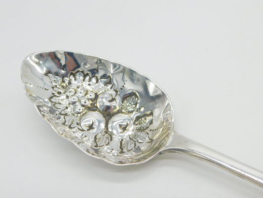 George IV Sterling Silver Berry Pattern Dessert Serving Spoon Antique 1821 London