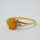 10ct Yellow Gold, Ethiopian Opal & Topaz Dress Ring Vintage Birmingham