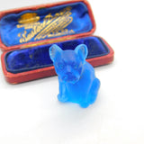 Oversized Czech Light Blue Glass Cracker Dog Charm or Keepsake Antique c1920