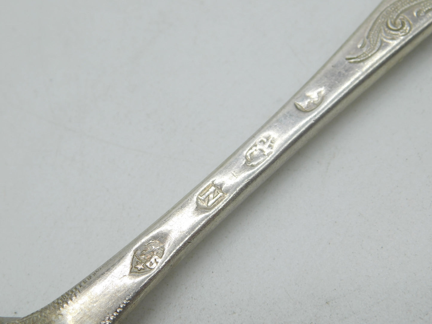 George III Irish Sterling Silver Berry Pattern Dessert Spoon 1761 Dublin Antique