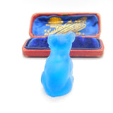 Oversized Czech Light Blue Glass Cracker Dog Charm or Keepsake Antique c1920