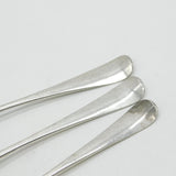 George III Sterling Silver Hanoverian Serving Spoon Set Scroll Back 1770 Antique