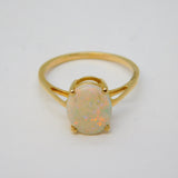 10ct Yellow Gold & 1.3ct Australian Opal Dress Ring Vintage Birmingham