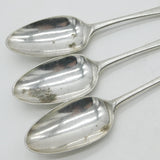 George III Sterling Silver Hanoverian Serving Spoon Set Scroll Back 1770 Antique
