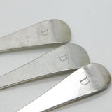 George III Sterling Silver Hanoverian Serving Spoon Set Scroll Back 1770 Antique