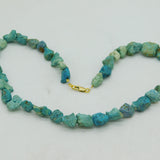 20th Century 9ct Gold Raw Turquoise Beaded Necklace Vintage c1970 52cm