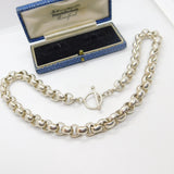 Heavy Sterling Silver Belcher Link Chain Necklace 16" Length Vintage c1980