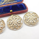 Set of Three Victorian Sterling Silver Art Nouveau Buttons 1900 Birmingham