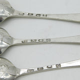 George III Sterling Silver Hanoverian Serving Spoon Set Scroll Back 1770 Antique