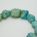 20th Century 9ct Gold Raw Turquoise Beaded Necklace Vintage c1970 52cm