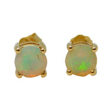 9ct Yellow Gold & 0.6ct Welo Opal Stud Earrings Vintage