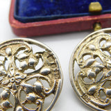 Set of Three Victorian Sterling Silver Art Nouveau Buttons 1900 Birmingham