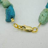 20th Century 9ct Gold Raw Turquoise Beaded Necklace Vintage c1970 52cm