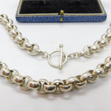 Heavy Sterling Silver Belcher Link Chain Necklace 16" Length Vintage c1980