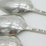George III Sterling Silver Hanoverian Serving Spoon Set Scroll Back 1770 Antique