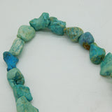 20th Century 9ct Gold Raw Turquoise Beaded Necklace Vintage c1970 52cm