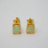 9ct Yellow Gold & 0.6ct Welo Opal Stud Earrings Vintage