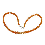 Sterling Silver Graduating Carved Red Agate Beaded Necklace Vintage c1970 52cm
