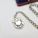 Edwardian Sterling Silver Graduating Albert Watch Chain with Fob Antique c1910