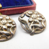 Edwardian Set of Three Sterling Silver Daisy Flower Buttons 1904 Birmingham