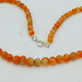 Sterling Silver Graduating Carved Red Agate Beaded Necklace Vintage c1970 52cm