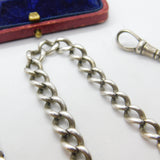 Edwardian Sterling Silver Graduating Albert Watch Chain with Fob Antique c1910