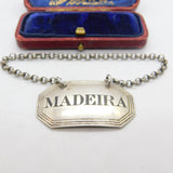 Victorian Sterling Silver Lined Edge Madeira Decanter Label Antique 1888 London