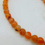 Sterling Silver Graduating Carved Red Agate Beaded Necklace Vintage c1970 52cm