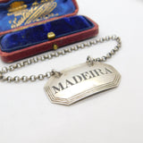 Victorian Sterling Silver Lined Edge Madeira Decanter Label Antique 1888 London