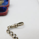 Edwardian Sterling Silver Graduating Albert Watch Chain with Fob Antique c1910