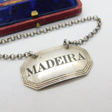 Victorian Sterling Silver Lined Edge Madeira Decanter Label Antique 1888 London