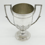 Victorian Large Sterling Silver Floral Pattern Trophy Cup Antique 1885 London