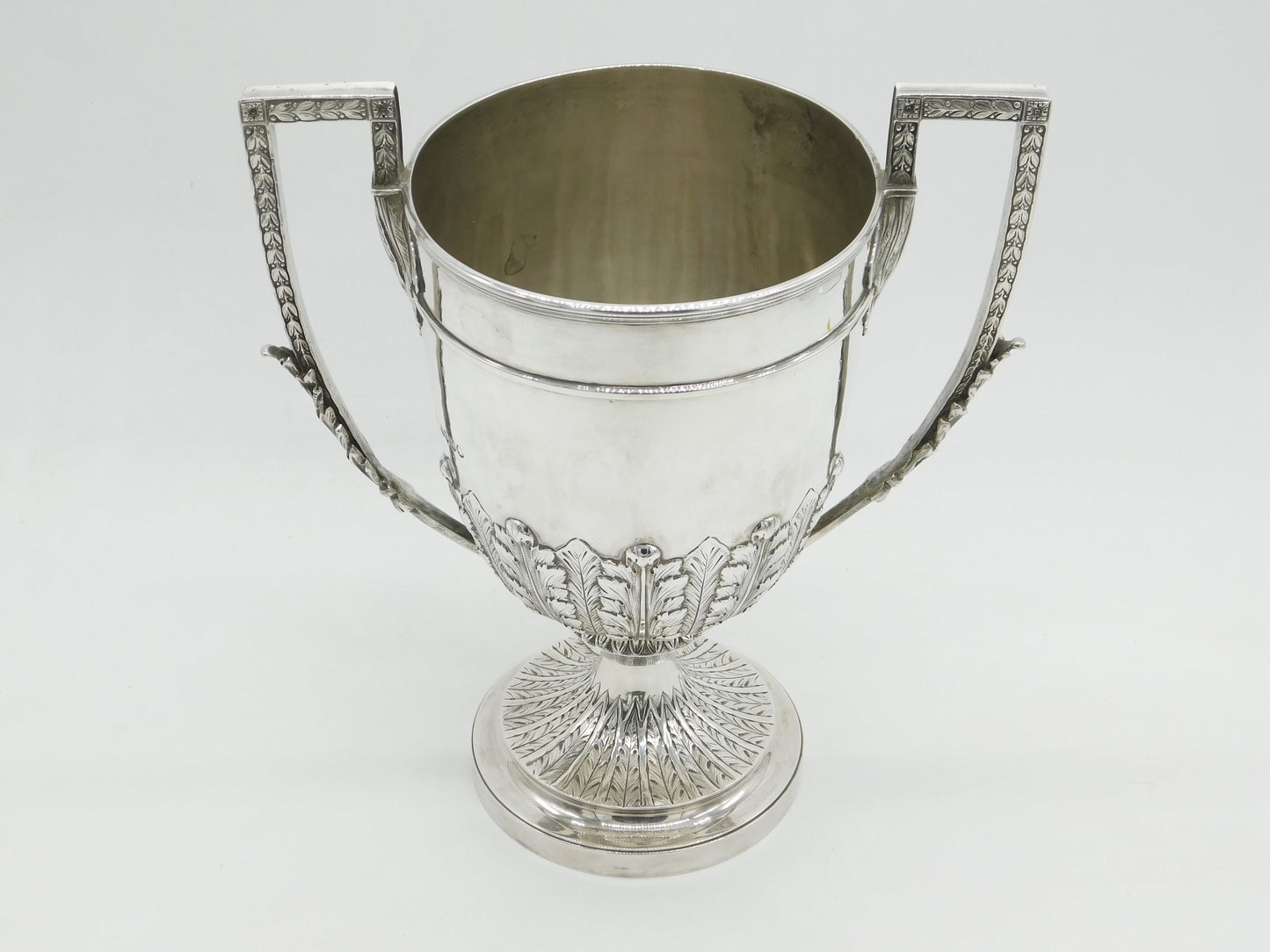 Victorian Large Sterling Silver Floral Pattern Trophy Cup Antique 1885 London