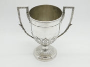 Victorian Large Sterling Silver Floral Pattern Trophy Cup Antique 1885 London