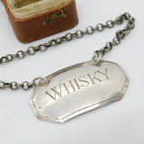 Victorian Sterling Silver Bright Cut Whisky Decanter Label 1875 London Antique