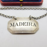 Victorian Sterling Silver Lined Edge Madeira Decanter Label Antique 1888 London