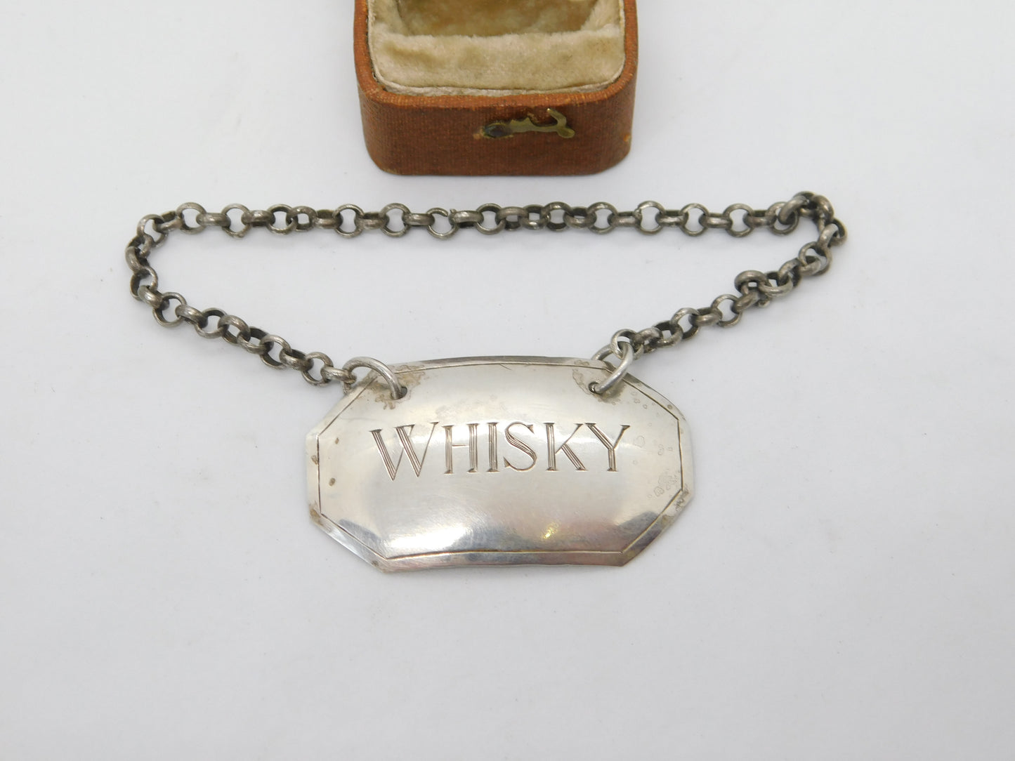 Victorian Sterling Silver Bright Cut Whisky Decanter Label 1875 London Antique