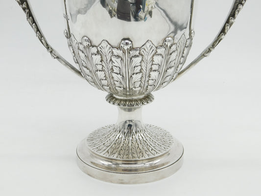 Victorian Large Sterling Silver Floral Pattern Trophy Cup Antique 1885 London