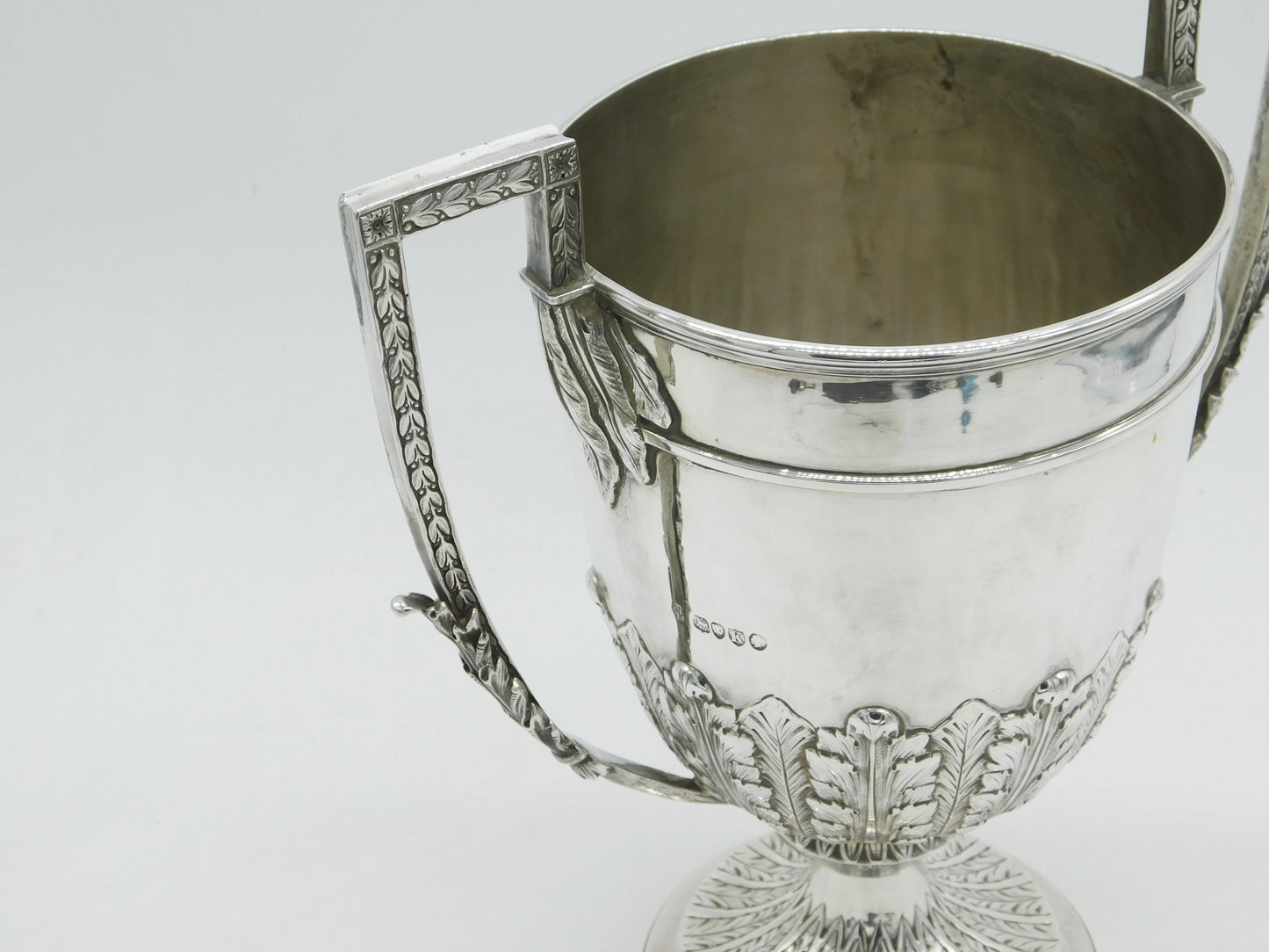 Victorian Large Sterling Silver Floral Pattern Trophy Cup Antique 1885 London