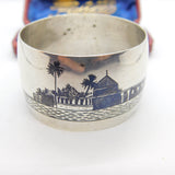 Victorian Sterling Silver & Niello Enamel Scene on the Nile Napkin Ring c1890
